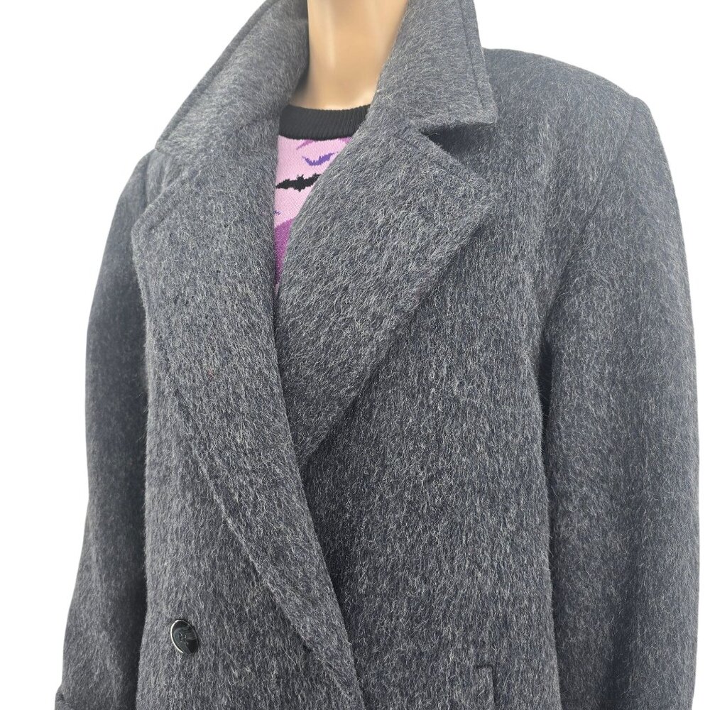 Stephanie Mathews Vintage Womens Size 12 Gray Wool & Mohair Blend Long Coat